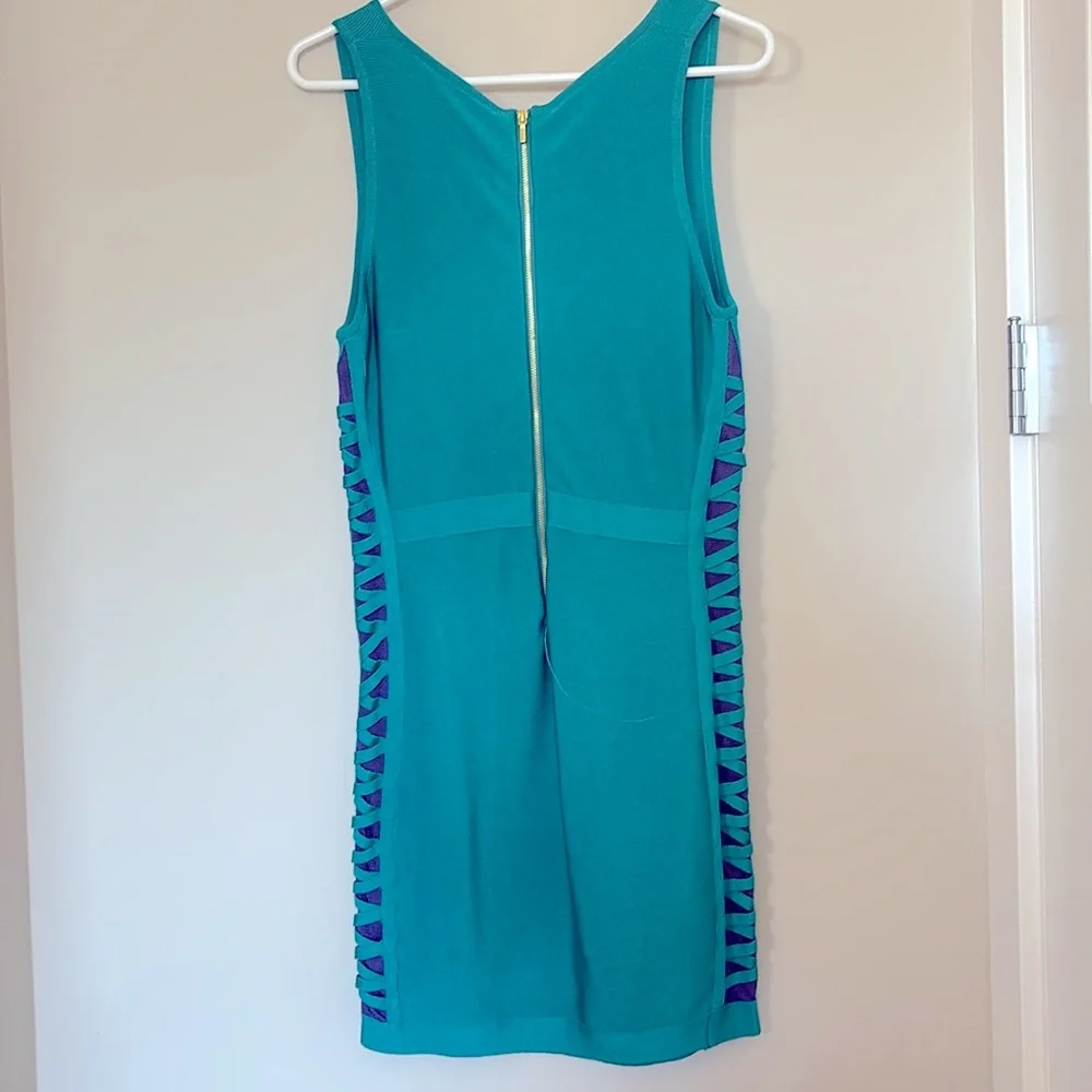 Bebe Teal Dress with Purple Accents - Picture 3 of 4
